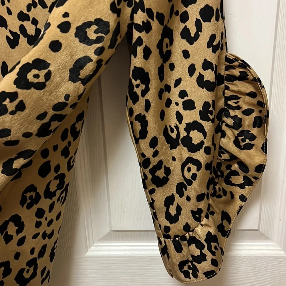 Dressy Leopard Print Blouse, Size L - Picture 3 of 6
